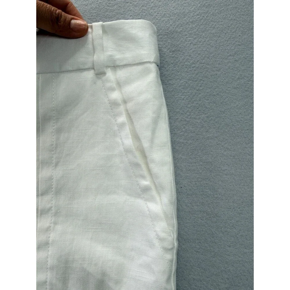 Diane Von Furstenberg Carissa Linen Blend White Bootcut Pants Women’s 8 NWT